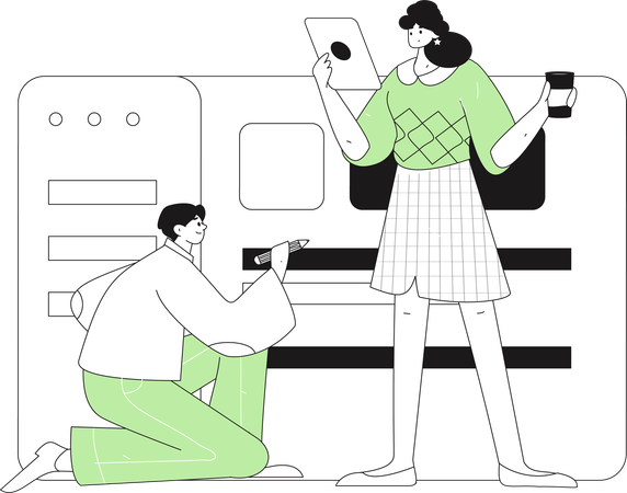 Web development team working together  Illustration