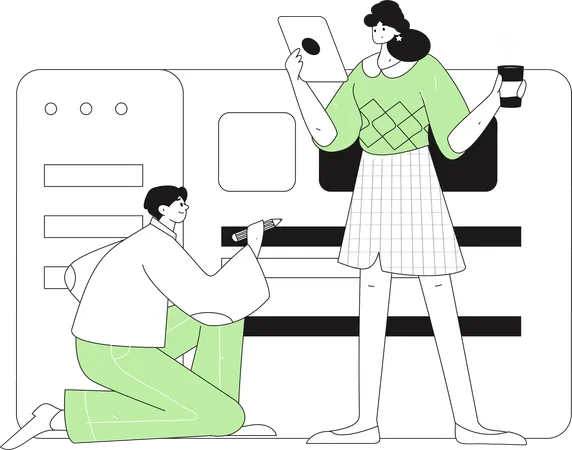 Web development team working together  Illustration