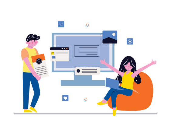 Web development team working together  Illustration