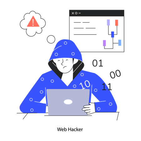 Web Hacker Hacks Personal Details  Illustration