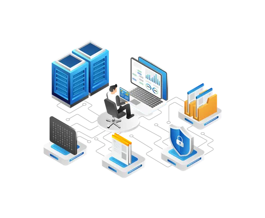 Web Hosting Server  Illustration