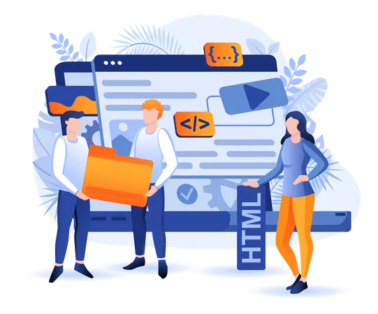 Web Development Scene Developers Team Is Working Together On Project Create Of Interfaces And Applications Coding Programming Concept Vector Illustration Of People Characters In Flat Design Illustration