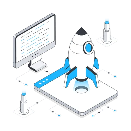 Web Launch and coding  Illustration
