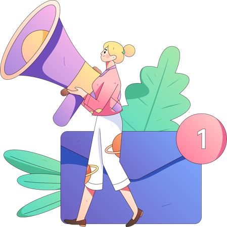 Web marketing by businesswoman  イラスト