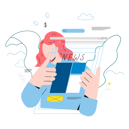 Web news content management Illustration