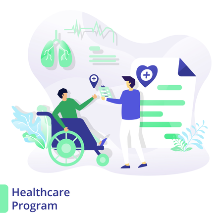 Web page design templates for medical and health, Healthcare Program  Illustration