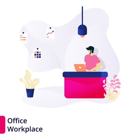 Web page design templates for Office Workplace  Illustration