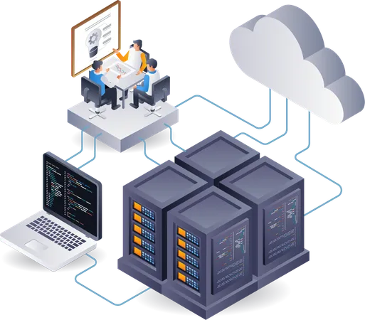 Web server application system development team  Illustration