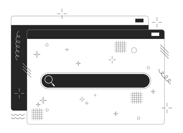 Web Tools For Data Searching Black And White 2 D Line Cartoon Objects Information Browsing Isolated Line Vector Element White Background Ui Design Development Monochromatic Flat Spot Illustration Illustration