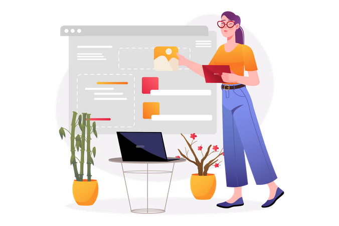 Web designer feminina  Ilustração