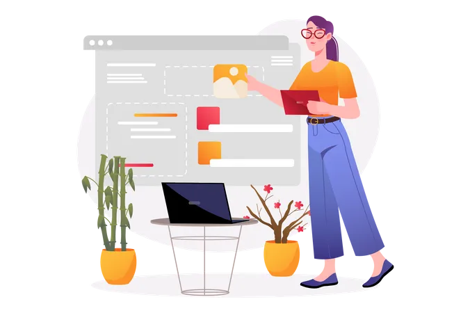 Web designer feminina  Ilustração