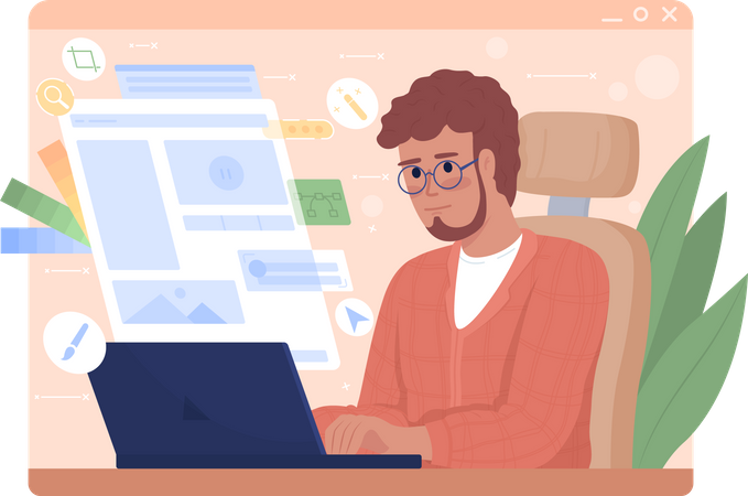 Web designer masculino  Ilustração