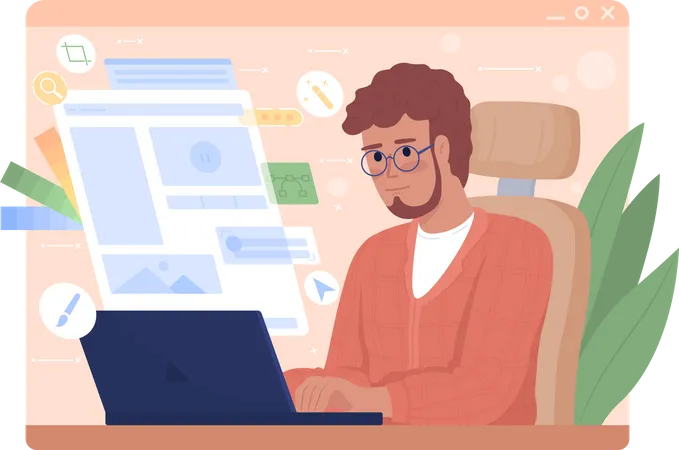 Web designer masculino  Ilustração