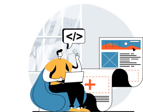 Webentwickler arbeitet an Programmiersprachen  Illustration