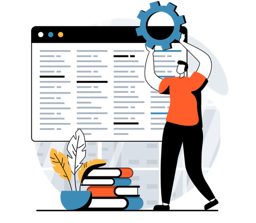 Webentwickler arbeitet an der Softwarewartung  Illustration