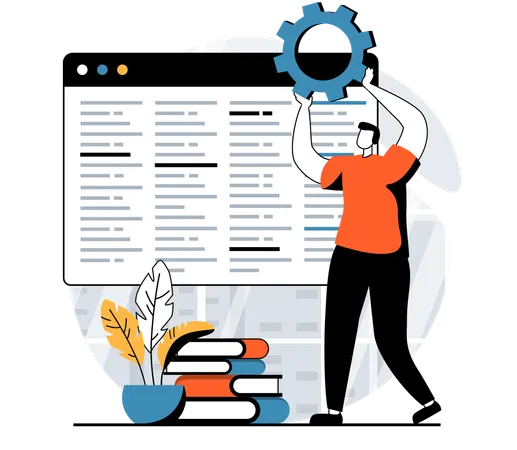 Webentwickler arbeitet an der Softwarewartung  Illustration