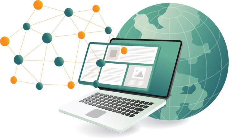 Webhosting-Dienste für kleine Unternehmen verbinden App-Netzwerke  Illustration