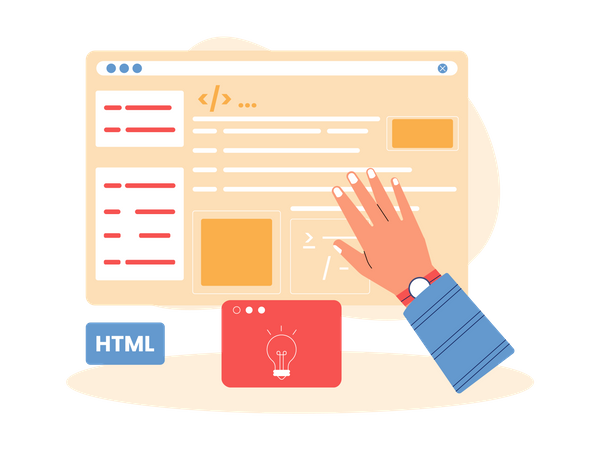 Webprogrammierer beim kreativen Programmieren  Illustration