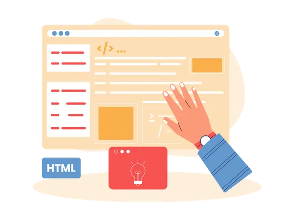 Webprogrammierer beim kreativen Programmieren  Illustration