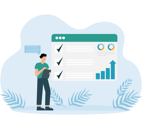 Webseitenanalyse vom Programmierer geprüft  Illustration