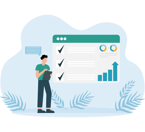 Webseitenanalyse vom Programmierer geprüft  Illustration