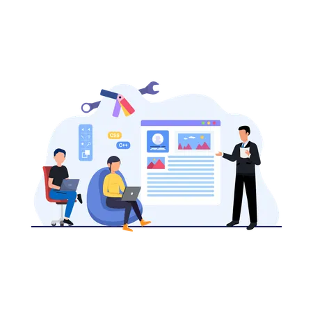 Website Design Flat Illustration In This Design You Can See How Technology Connect To Each Other Each File Comes With A Project In Which You Can Easily Change Colors And More Illustration