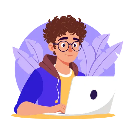 Website developer doing online programming  Illustration