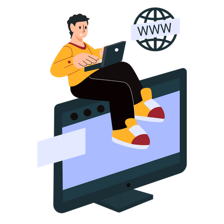 Website developer doing web development Illustration