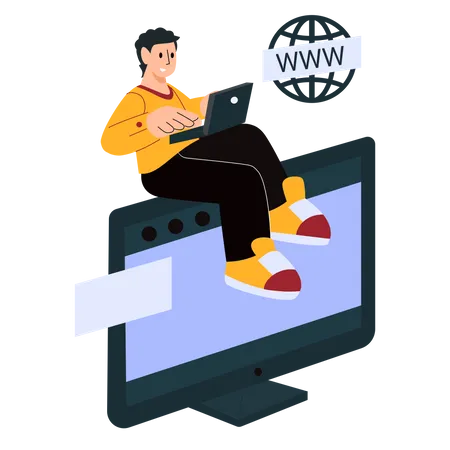 Website developer doing web development Illustration