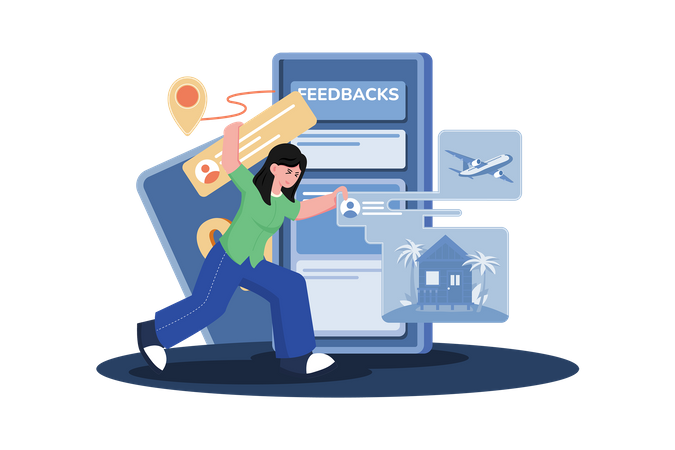 Website developer gathering feedback to improve website design and functionality  Illustration