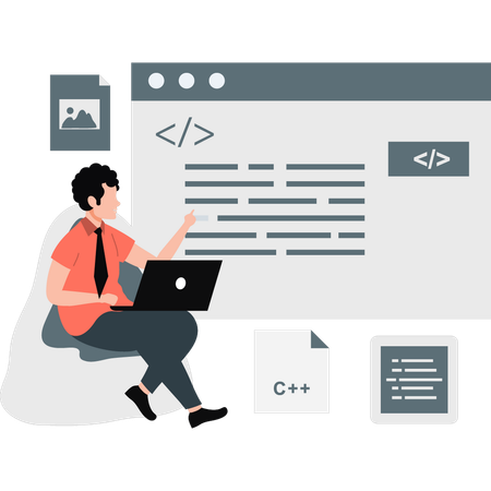 Website developer working on project  Illustration