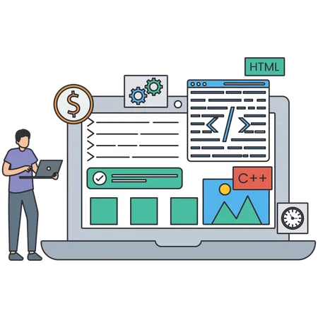 Website Developer working on web development  Illustration