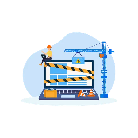 Website Under Construct Flat Illustration In This Design You Can See How Technology Connect To Each Other Each File Comes With A Project In Which You Can Easily Change Colors And More Illustration