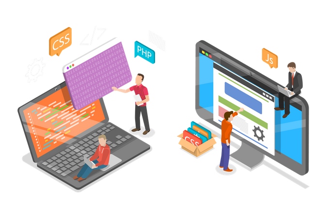 Website Development and Coding  Illustration