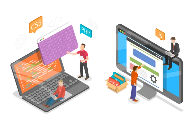 Website Development and Coding  Illustration