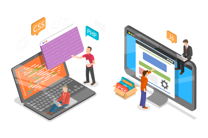 Website Development and Coding  Illustration