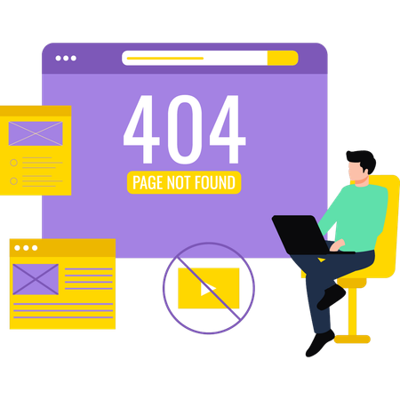 Website has a 404 error  Illustration