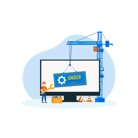 Website Under Construct Flat Illustration In This Design You Can See How Technology Connect To Each Other Each File Comes With A Project In Which You Can Easily Change Colors And More Illustration