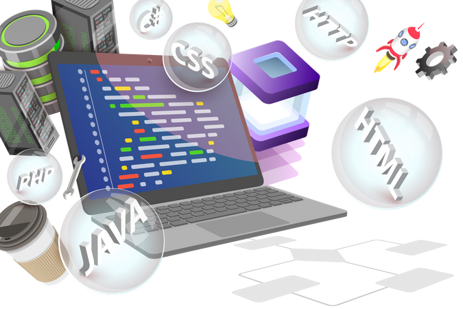 Website Programming and Coding  Illustration