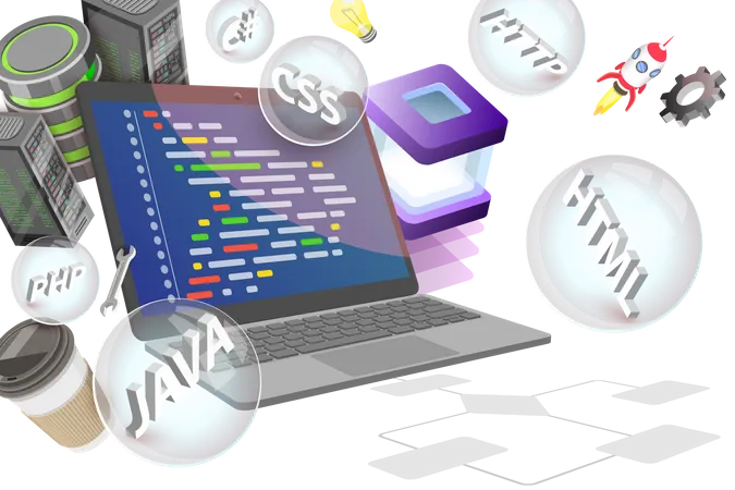 Website Programming and Coding  Illustration