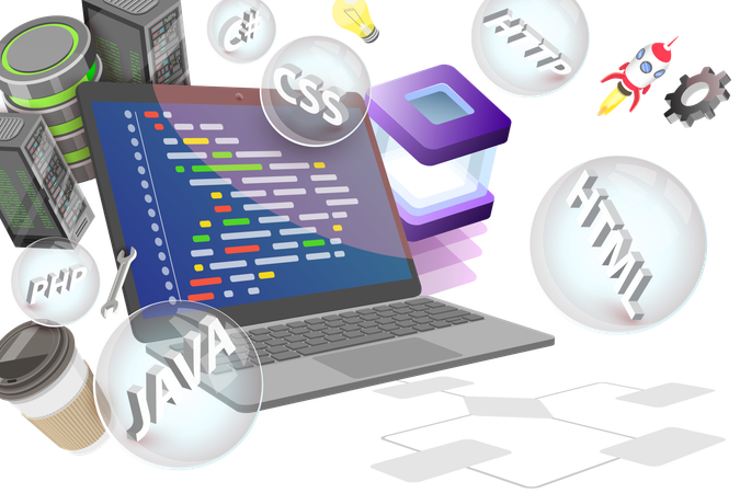Website Programming and Coding  Illustration