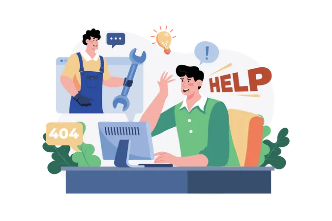 Website Technical Support Online Service Illustration