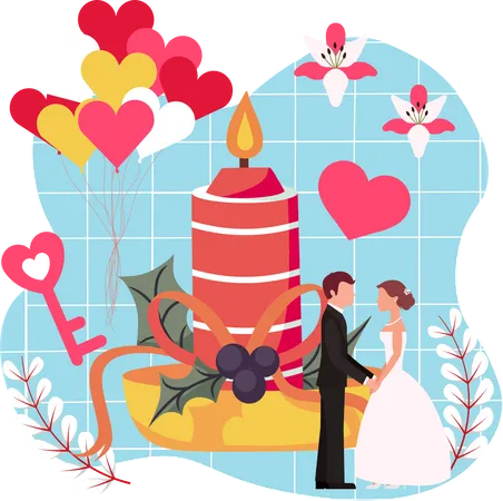 Wedding Party Flat Design Illustration Illustration