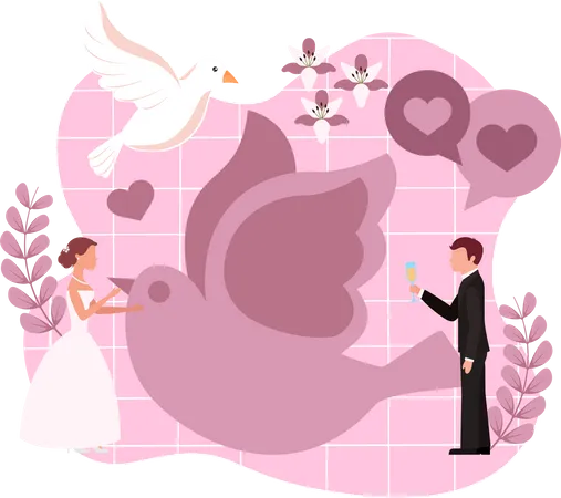 Wedding Bride And Groom  Illustration