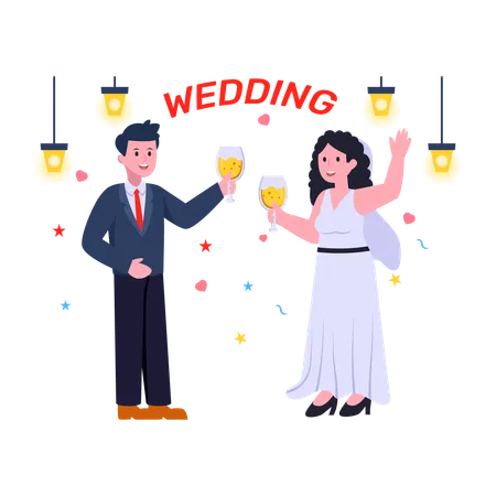 A Visually Appealing Flat Illustration Of Wedding Illustration