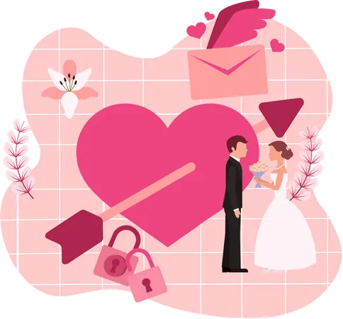 Wedding Flat Design Illustration