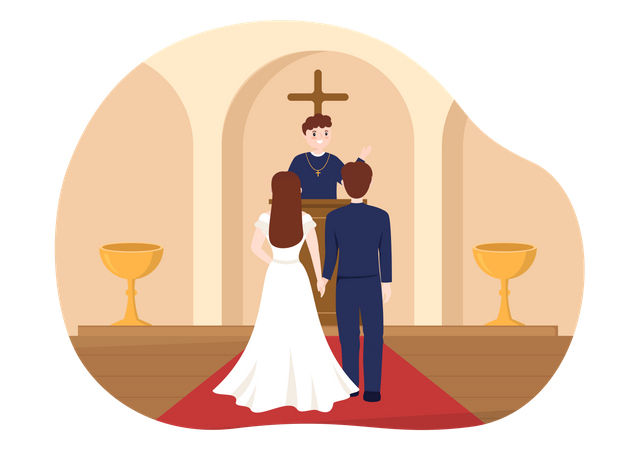 Wedding ceremony in the cathedral Illustration