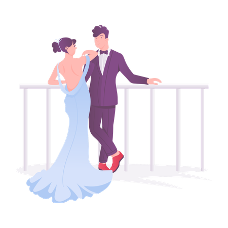 結婚式のカップル  イラスト