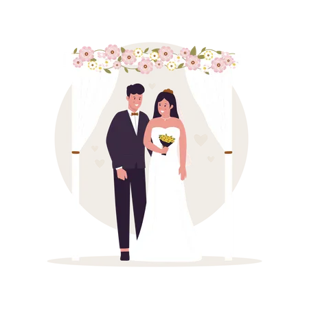 Flat Vector People At The Wedding Illustration For Website Landing Page Mobile App Poster And Banner Trendy Flat Vector Illustration Illustration
