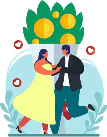 Wedding Couple dancing Illustration